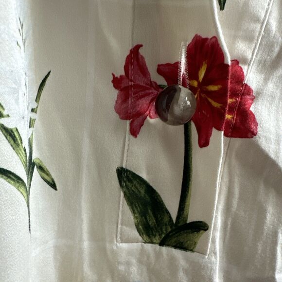Tuckernuck Willow Floral 3/4 Sleeve Collared Crystal Button Popover Size Large. - Picture 3 of 11